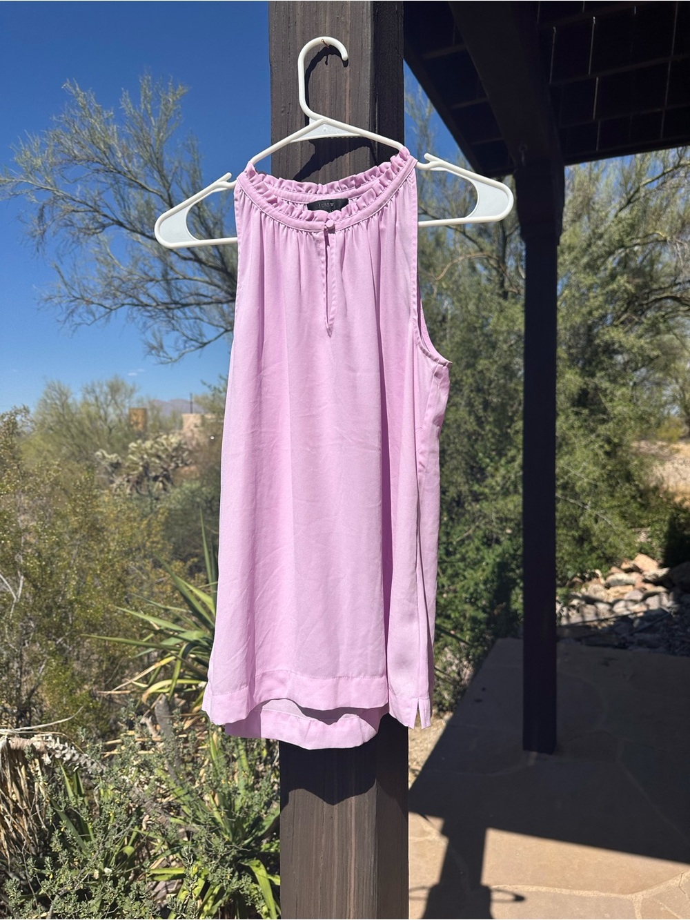 J. Crew Lavender Sleeveless Ruffle-Neck Blouse